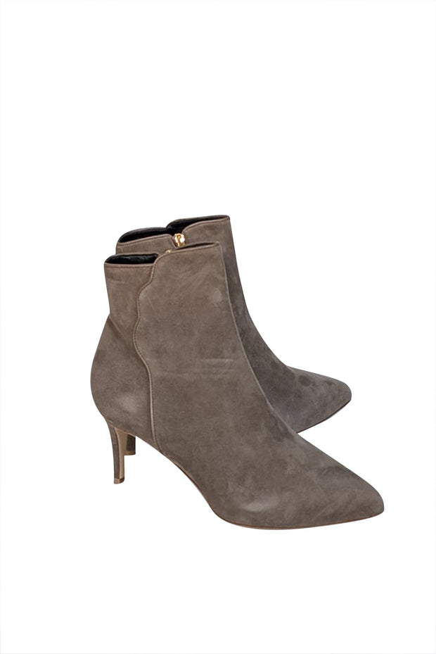 Current Boutique-Sarah Flint - Taupe Suede Pointed Toe Heel Boots Sz 11