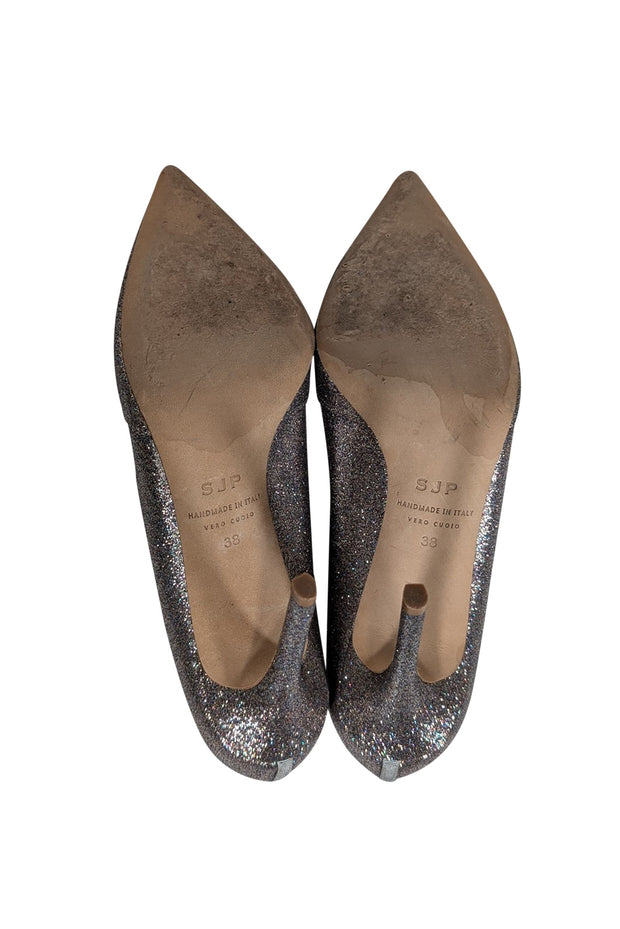 Current Boutique-Sarah Jessica Parker - Silver & Multi Color Glitter Pumps Sz 8