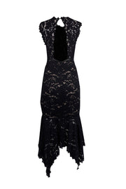 Current Boutique-Saylor - Black Lace Asymmetrical Hem Midi Dress Sz M