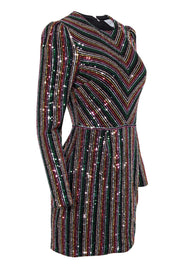 Current Boutique-Saylor - Black & Metallic Rainbow Sequin Striped Dress Sz S