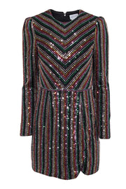 Current Boutique-Saylor - Black & Metallic Rainbow Sequin Striped Dress Sz S