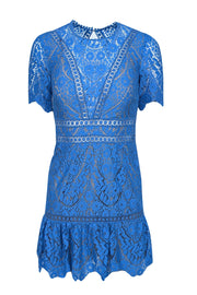 Current Boutique-Saylor - Blue Lace Flounce Hem Mini Dress Sz XS