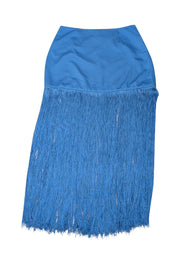 Current Boutique-Saylor - Blue Satin Skirt w/ Fringe Trim Sz M