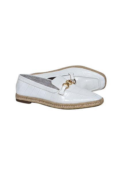 Current Boutique-Schutz - White Croc Embossed Leather Espadrille Loafer Sz 8.5