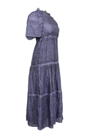 Current Boutique-Sea NY - Lapis Blue Tiered Puff Sleeve Midi Dress Sz 2