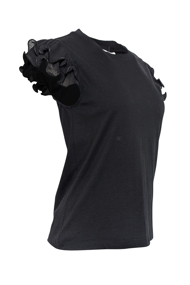 Current Boutique-See by Chloe - Black Short Ruffle Sleeve Shirt Sz XS