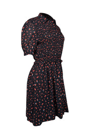 Current Boutique-See by Chloe - Black w/ Red Cherry & Strawberry Print Smocked Bodice Dress Sz 6