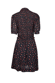 Current Boutique-See by Chloe - Black w/ Red Cherry & Strawberry Print Smocked Bodice Dress Sz 6