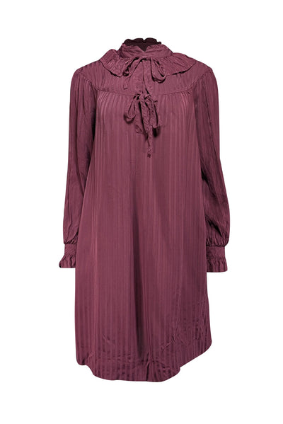 Current Boutique-See by Chloe - Maroon Texxtured Long Sleeve Shift Dress Sz M