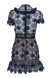 Current Boutique-Self-Portrait - Navy Lace Eyelet Short Sleeve Dress Sz 2