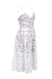 Current Boutique-Self-Portrait - White Eyelet Lace Sleeveless Dress Sz 8