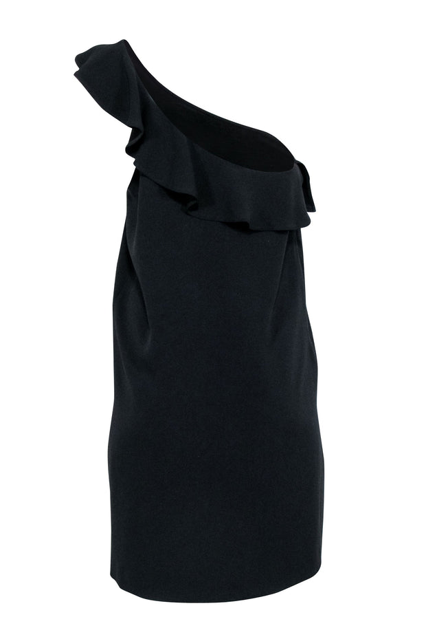 Current Boutique-Sezane - Black One Shoulder Ruffle Dress Sz 10