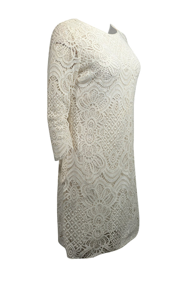 Current Boutique-Sezane - Ivory Lace Crop Sleeve Dress Sz 4