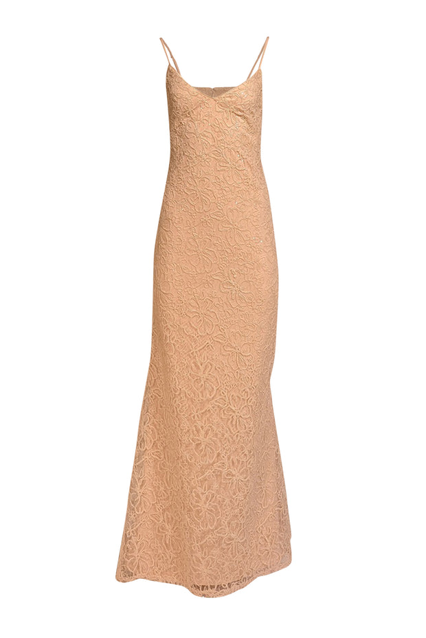 Current Boutique-Sho by Tadashi Shoji - Cream Sequin Embroidered Lace Sleeveless Formal Dress Sz 6