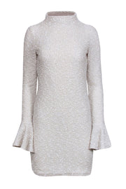 Current Boutique-Shona Joy - Cream Textured Mock Neck Dress w/ Bell Sleeves Sz 6