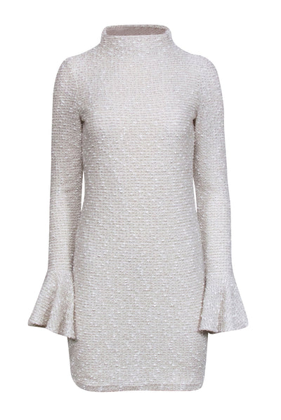 Current Boutique-Shona Joy - Cream Textured Mock Neck Dress w/ Bell Sleeves Sz 6