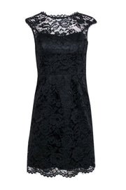 Current Boutique-Shoshanna - Black Lace Scopp Back Cap Sleeve Dress Sz 2