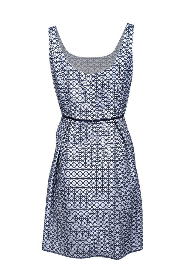 Current Boutique-Shoshanna - Navy & White Geometric Print Sleeveless Cocktail Dress Sz 8