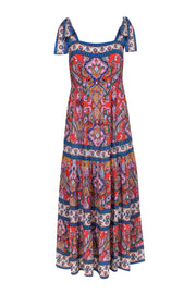 Current Boutique-Shoshanna - Orange Multicolor Paisley Print Midi Dress Sz 10