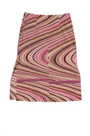 Current Boutique-Shoshanna - Pink, Purple, & Cream Swirl Print Silk Side Slit Skirt Sz 6