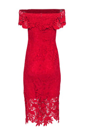 Current Boutique-Shoshanna - Red Lace Off The Shoulder Dress Sz 0