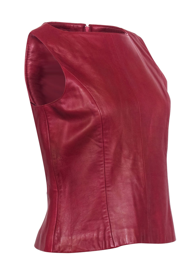 Current Boutique-Siena Studio - Red Leather Sleeveless Top Sz M