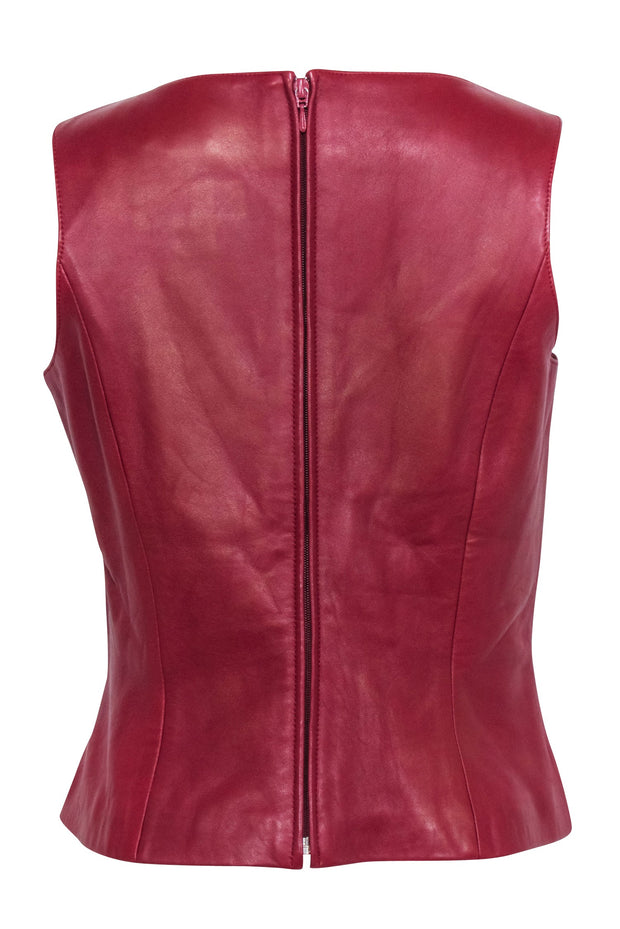 Current Boutique-Siena Studio - Red Leather Sleeveless Top Sz M