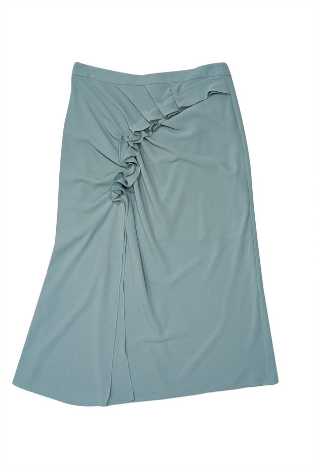 Current Boutique-Sies Marjan - Light Green Ruffle Front Midi Skirt Sz 4