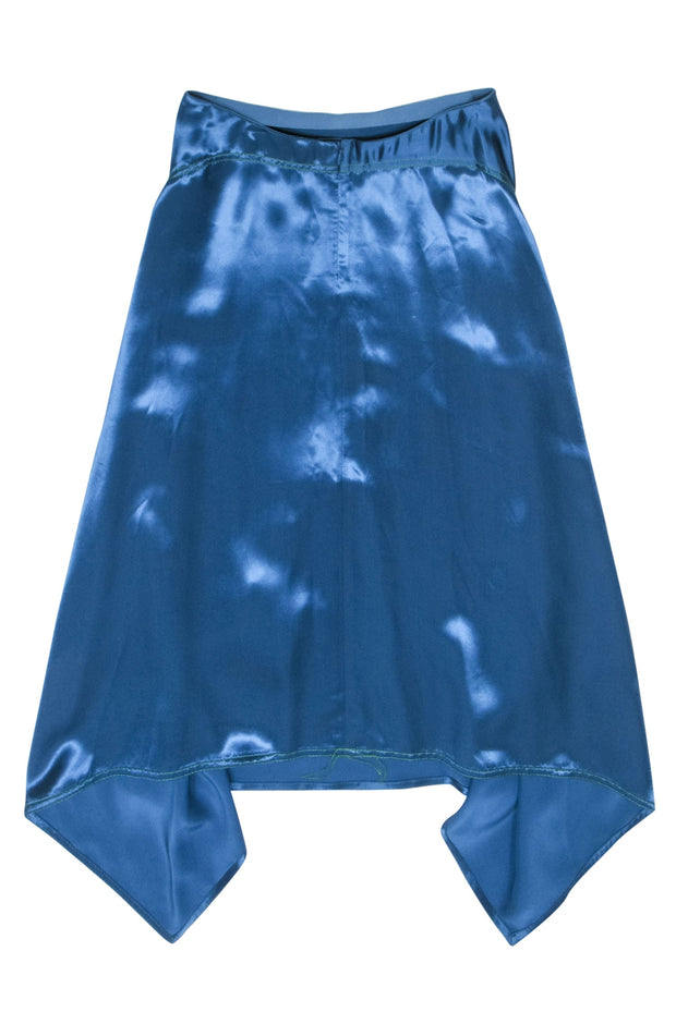 Current Boutique-Sies Marjan - Teal Blue Satin Skirt w/ Green Stitching Sz 2