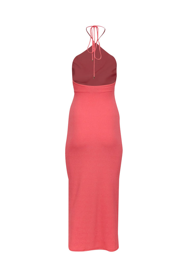 Current Boutique-Significant Other - Coral Orange Ribbed Knit Halter Dress w/ Cut Out Sz 2