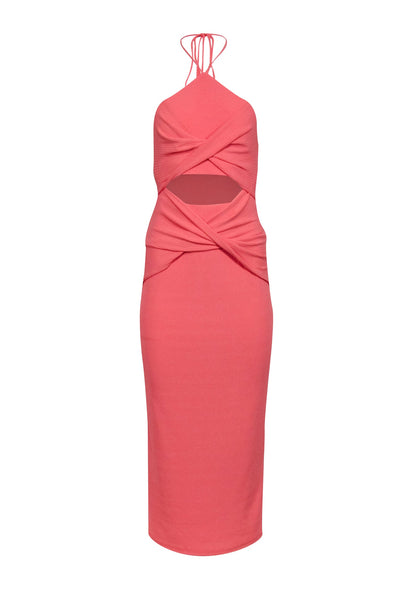 Current Boutique-Significant Other - Coral Orange Ribbed Knit Halter Dress w/ Cut Out Sz 2