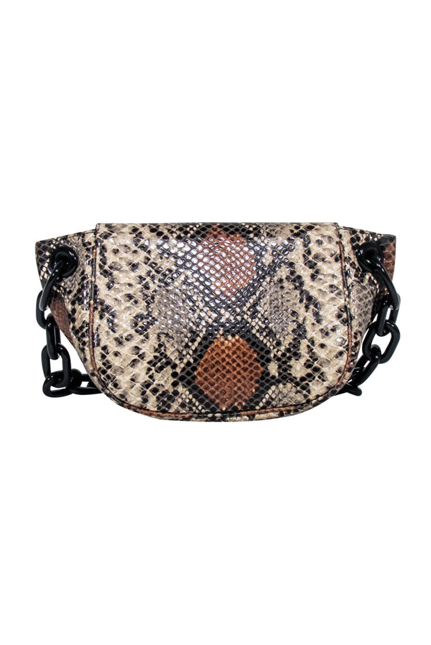 Current Boutique-Simon Miller - Beige, Black, & Tan Snakeskin Printed Leather Bag