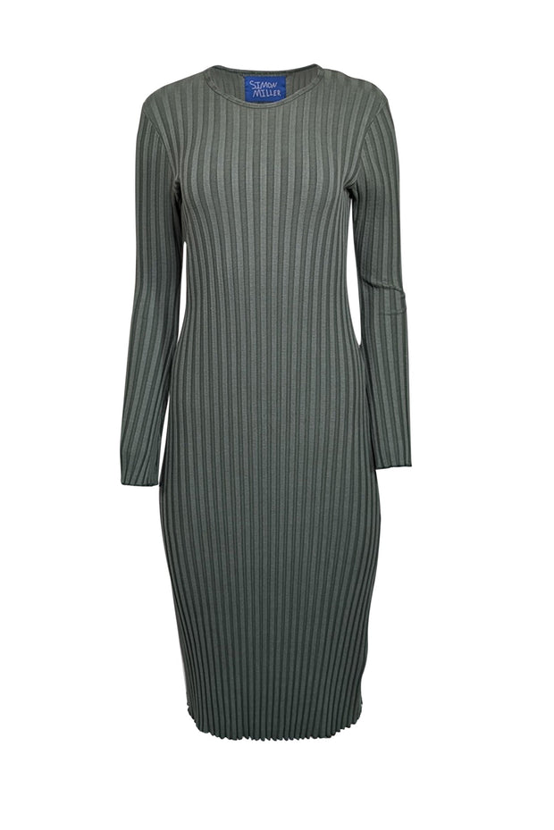 Current Boutique-Simon Miller - Green Ribbed Long Sleeve Dress Sz S