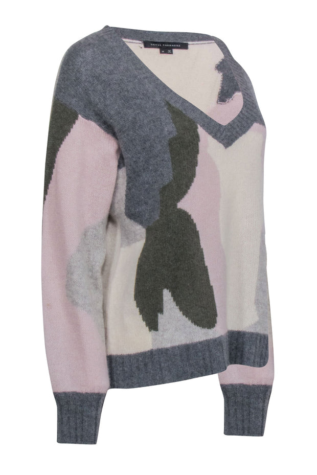 Current Boutique-Skull Cashmere - Pink & Grey Skull Back Print Sweater Sz M