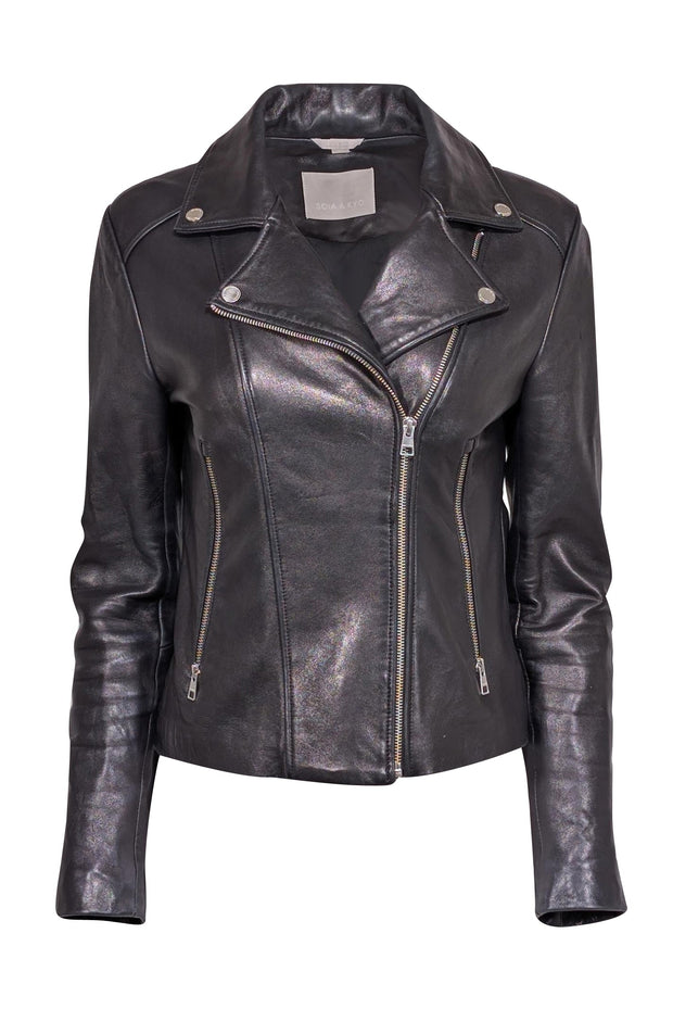 Current Boutique-Soia & Kyo - Black Leather Moto Jacket Sz S