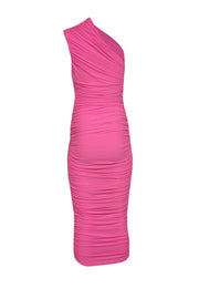 Current Boutique-Solace London - Pink Ruched Crepe One Shoulder Midi Dress Sz 2