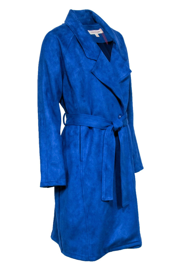 Current Boutique-Solitaire - Blue Faux Suede Trench Coat Sz XL