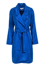 Current Boutique-Solitaire - Blue Faux Suede Trench Coat Sz XL