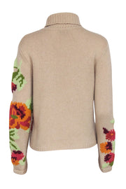 Current Boutique-Sonia Bogner - Beige w/ Multicolor Large Floral Print Sweater Sz 8