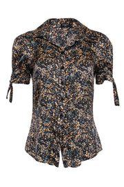 Current Boutique-Sonia Fortuna - Floral Short Sleeve Silk Blend Button Down Shirt Sz 8