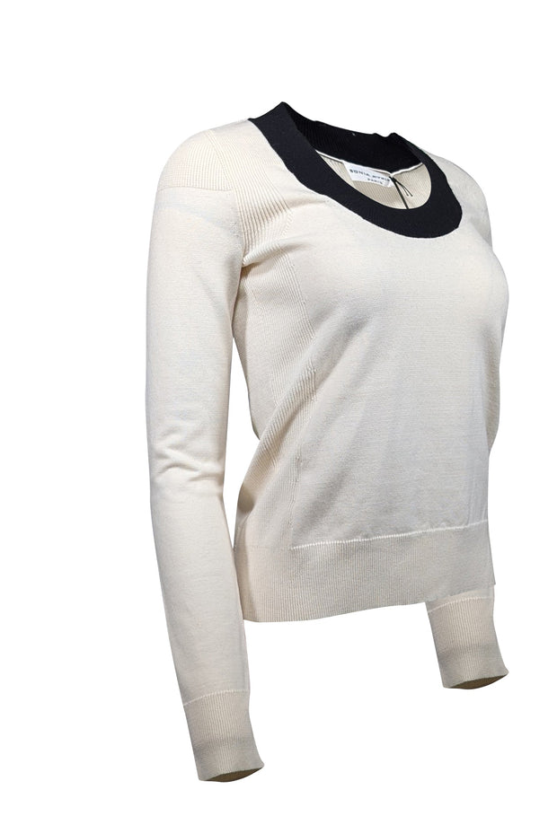 Current Boutique-Sonia Rykiel - Ivory w/ Black Trim Wool Blend Sweater Sz S