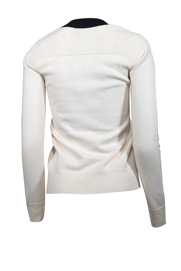 Current Boutique-Sonia Rykiel - Ivory w/ Black Trim Wool Blend Sweater Sz S