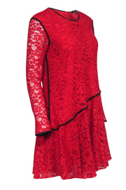 Current Boutique-SportsMax - Red Lace Long Sleeve Dress w/ Black Trim Sz 8