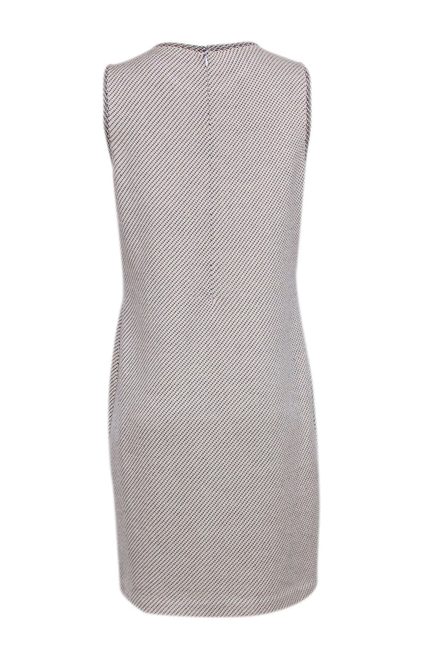 Current Boutique-St John - Ivory Sleeveless Sheath Dress w/ Black Polka Dot Print Sz 10