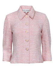 Current Boutique-St John - Light Pink Boucle Cream Button Blazer Sz 6