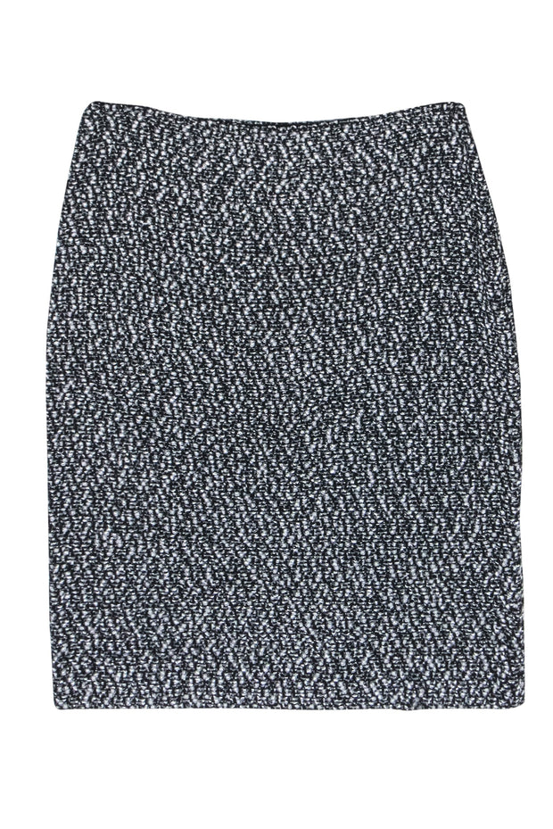 Current Boutique-St. John - Back & Silver Textured Knit Pencil Skirt Sz 6