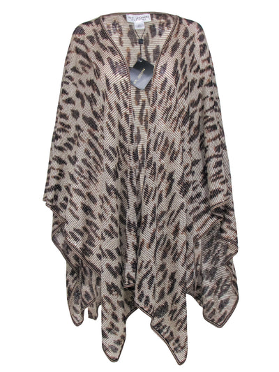 Current Boutique-St. John - Beige & Brown Leopard Print Open Fron Cardigan Shawl Sz OS