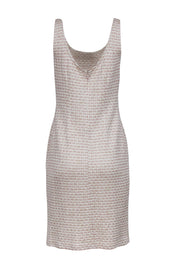 Current Boutique-St. John - Beige, Salmon, & Gold Tweed Dress w/ Jeweled Neckline Sz 8