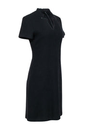 Current Boutique-St. John - Black Micro Boucle Knit Dress w/ Inverted Collar Sz 6