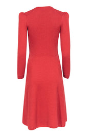 Current Boutique-St. John - Burnt Orange Flared Long Sleeve Knit Dress Sz XS